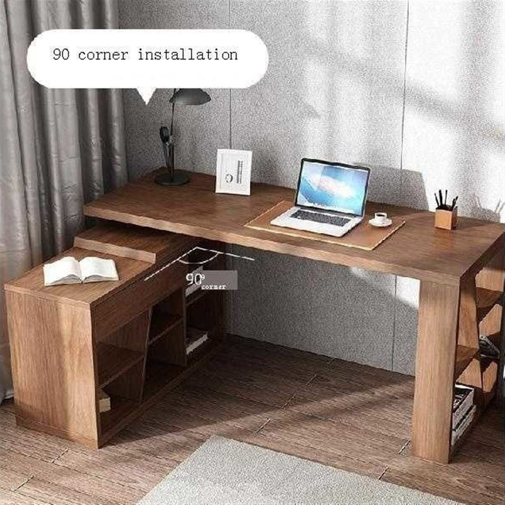 Rotating Office Desk with Bookshelf and Locker