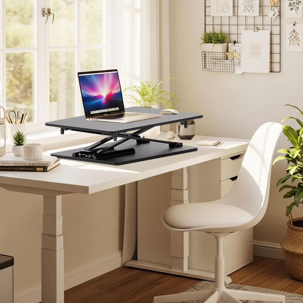 Spring-Assisted Standing Desk Converter