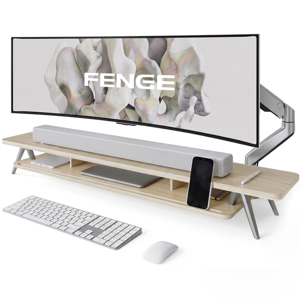 Two-Tier Wooden Monitor Riser