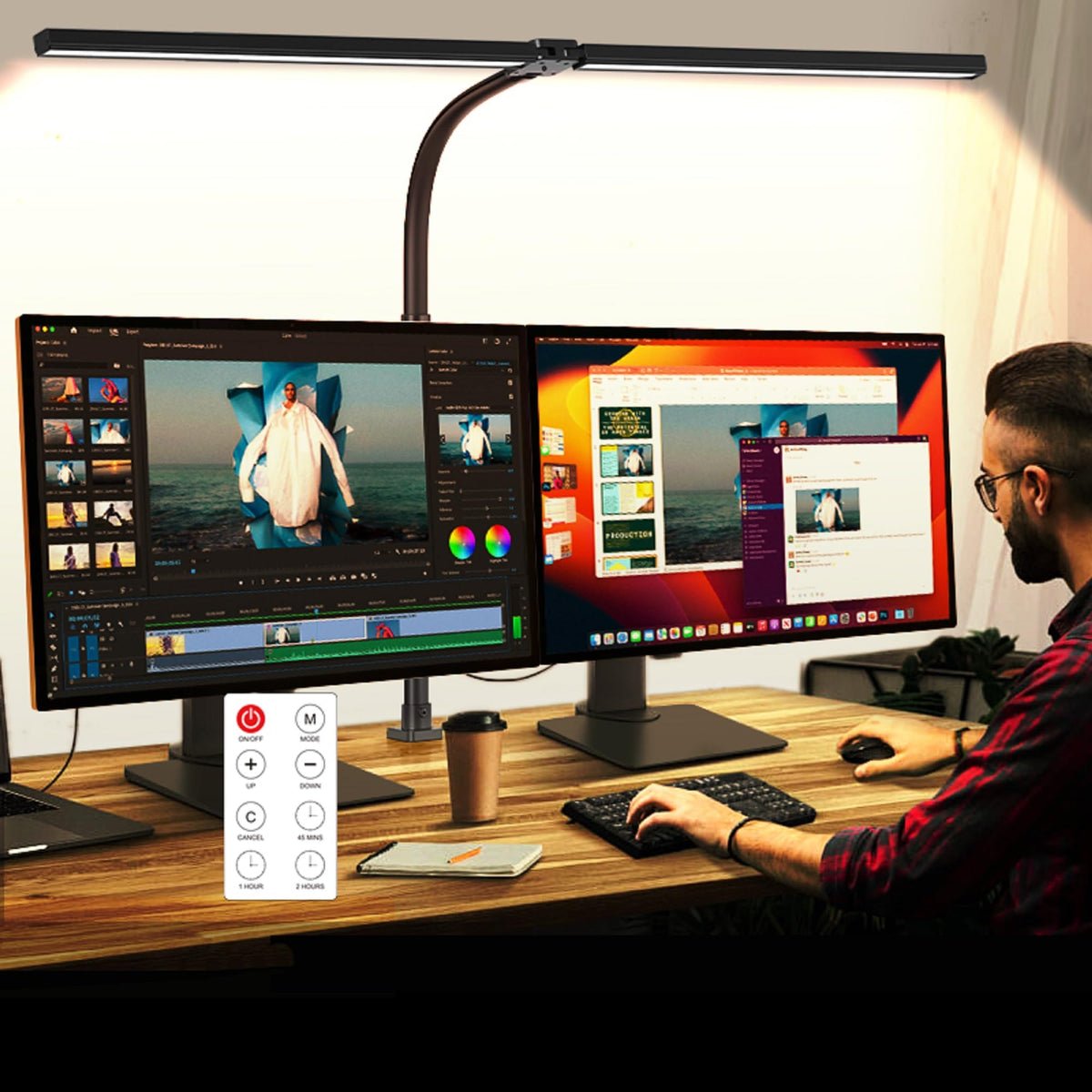 Dual-Head Monitor Light with Remote