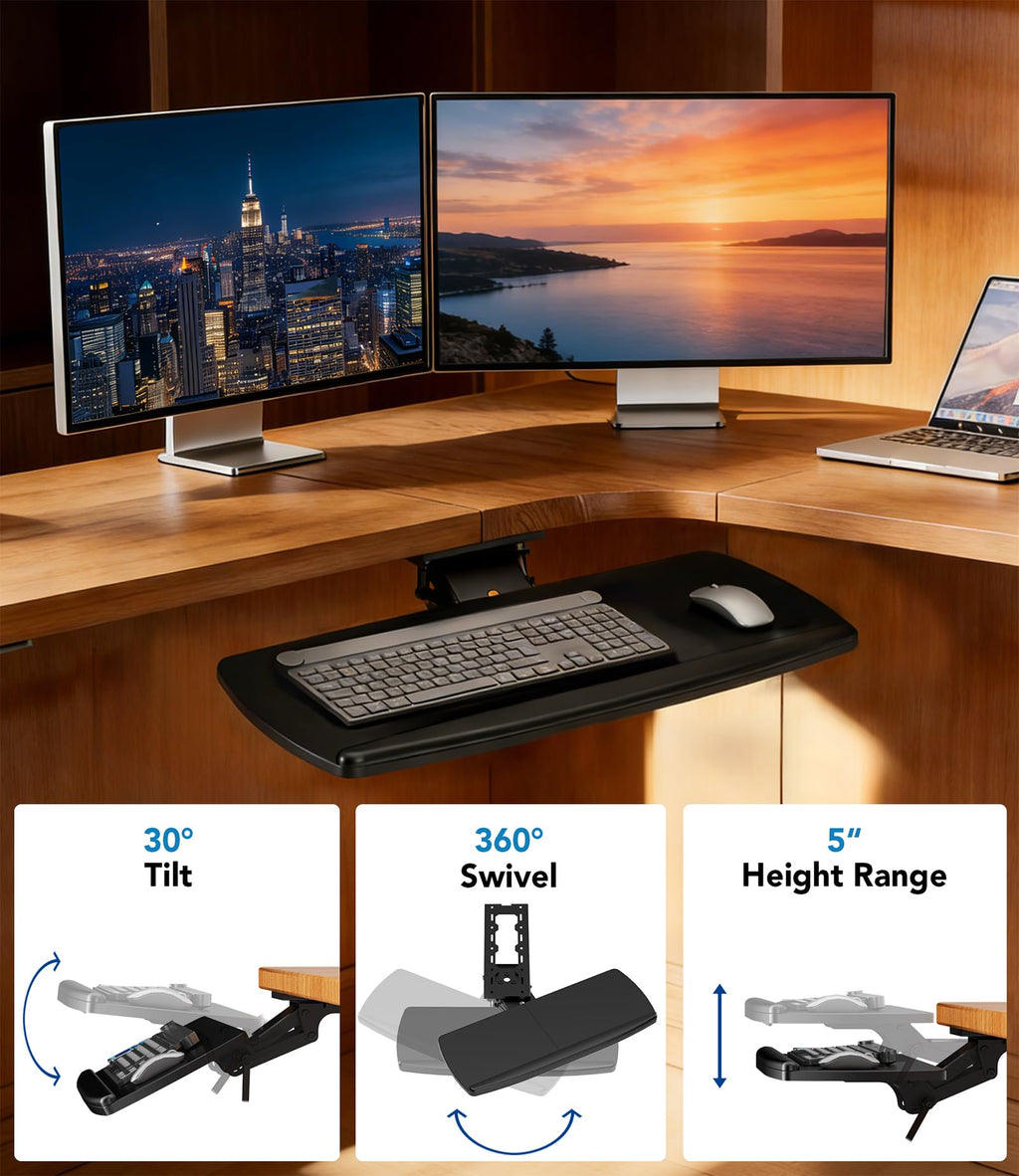 27-Inch Clamp-On Under-Desk Keyboard Tray
