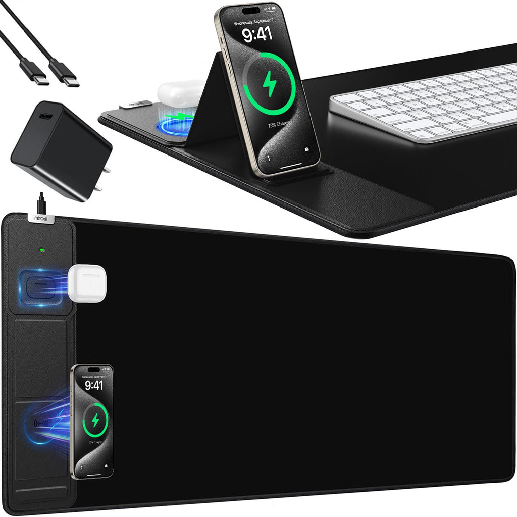 RGB Wireless Charging Desk Mat with Phone Stand