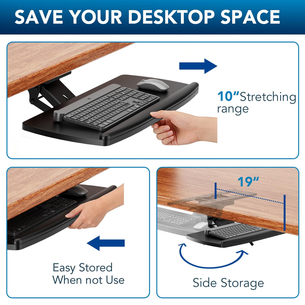 27-Inch Clamp-On Under-Desk Keyboard Tray