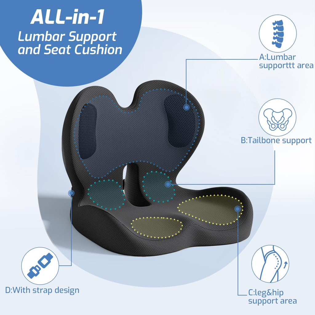 Memory Foam Seat and Lumbar Support Cushion