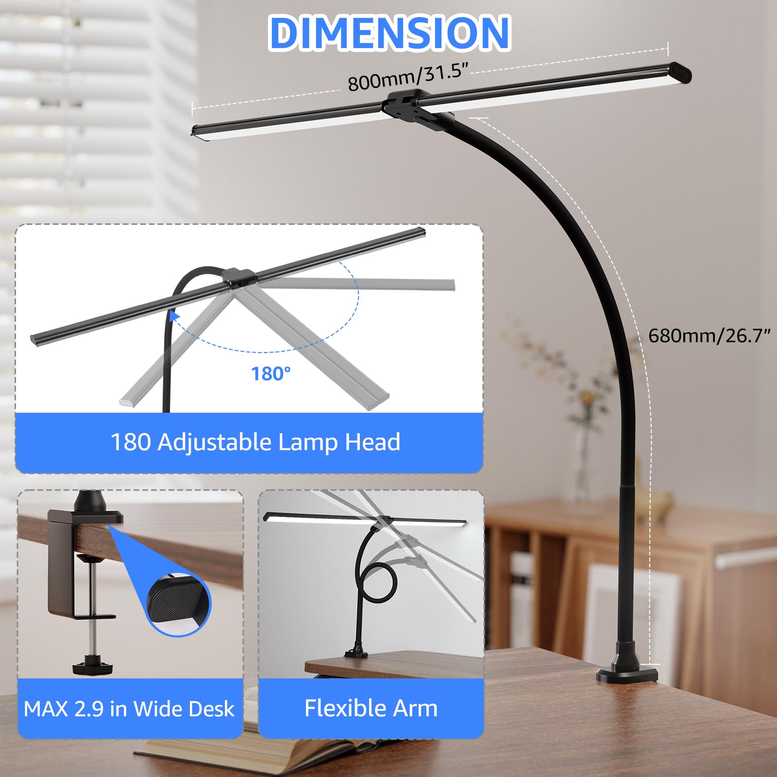 Double-Head Adjustable LED Desk Lamp