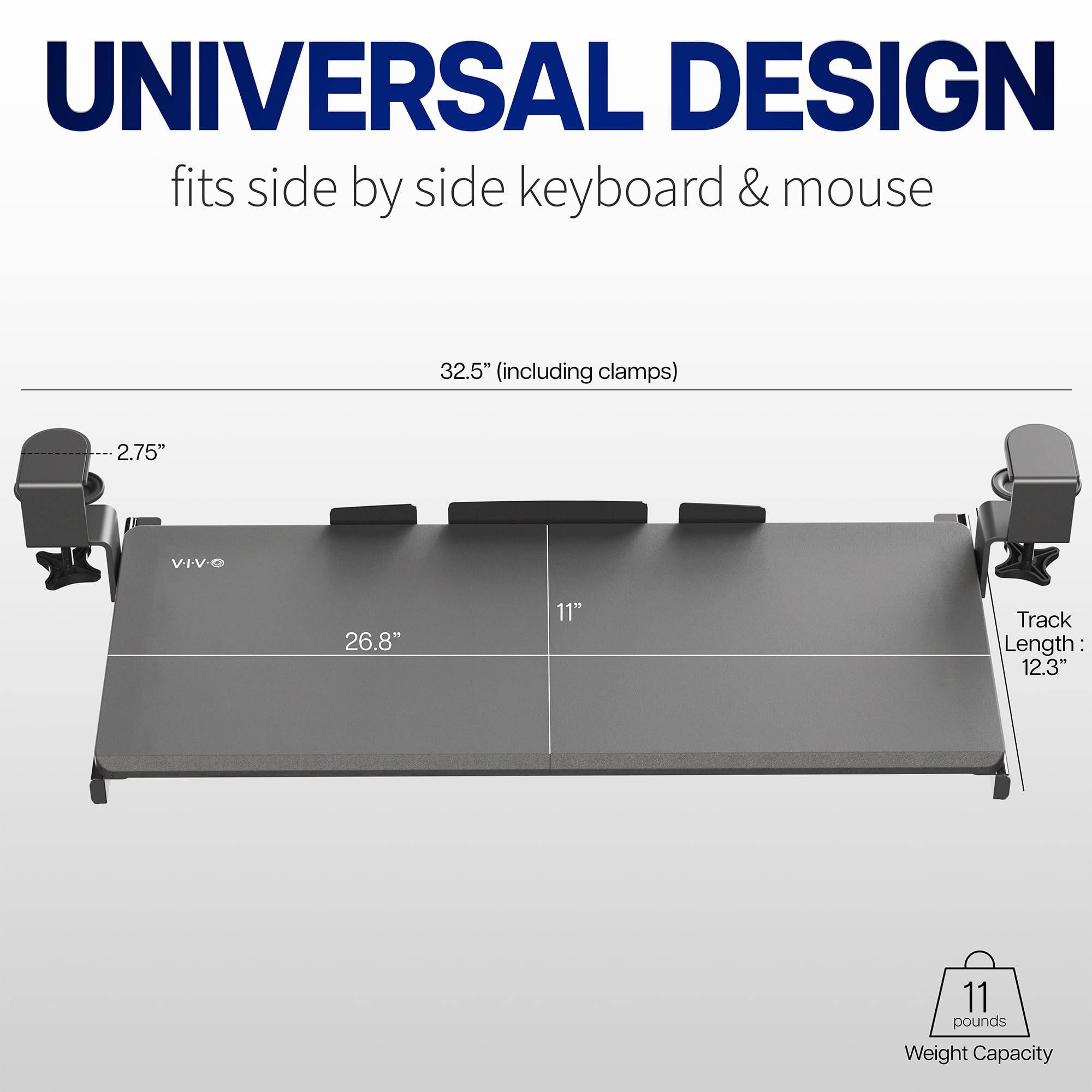 Extra-Long Clamp-On Keyboard Tray