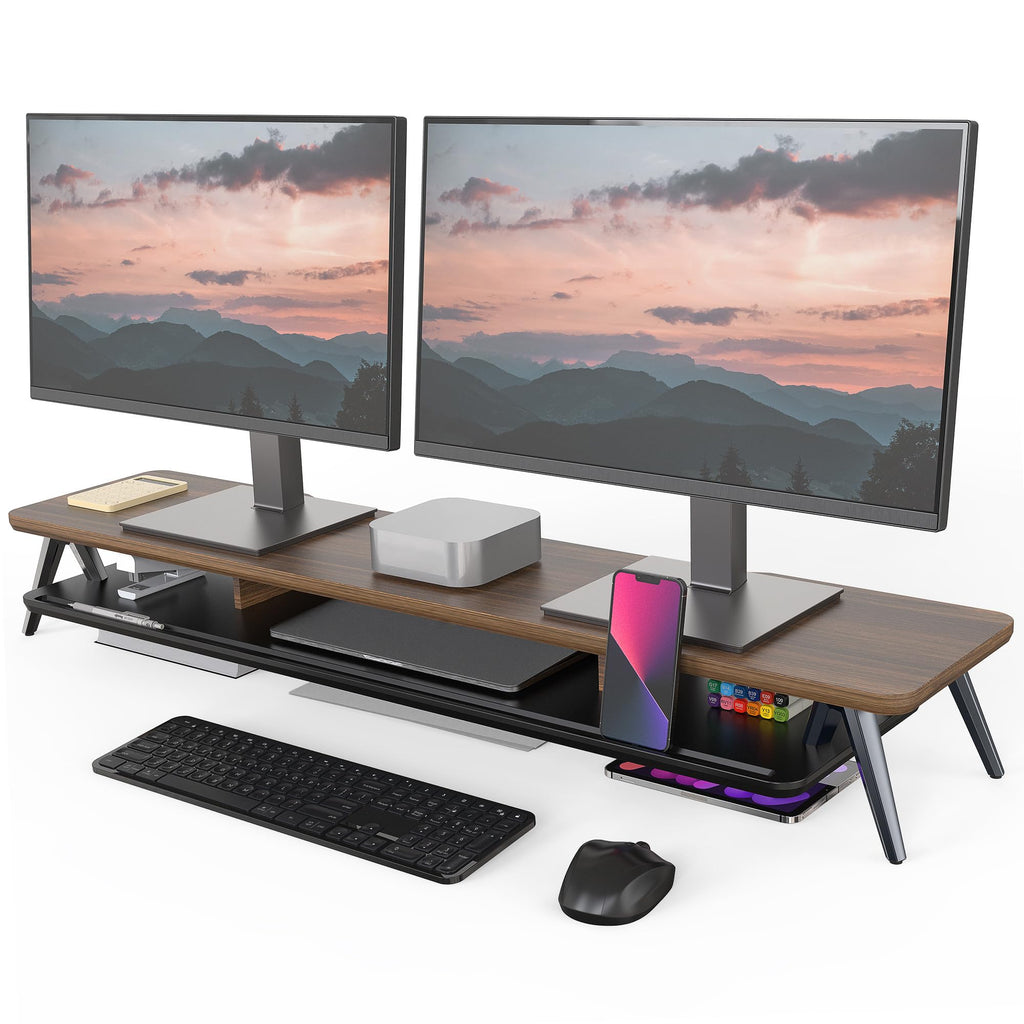 Two-Tier Wooden Monitor Riser