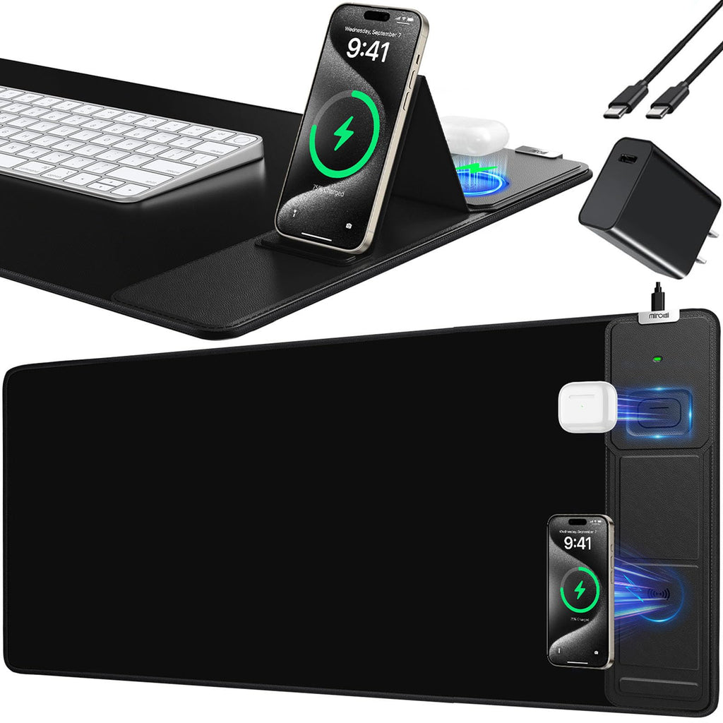 RGB Wireless Charging Desk Mat with Phone Stand
