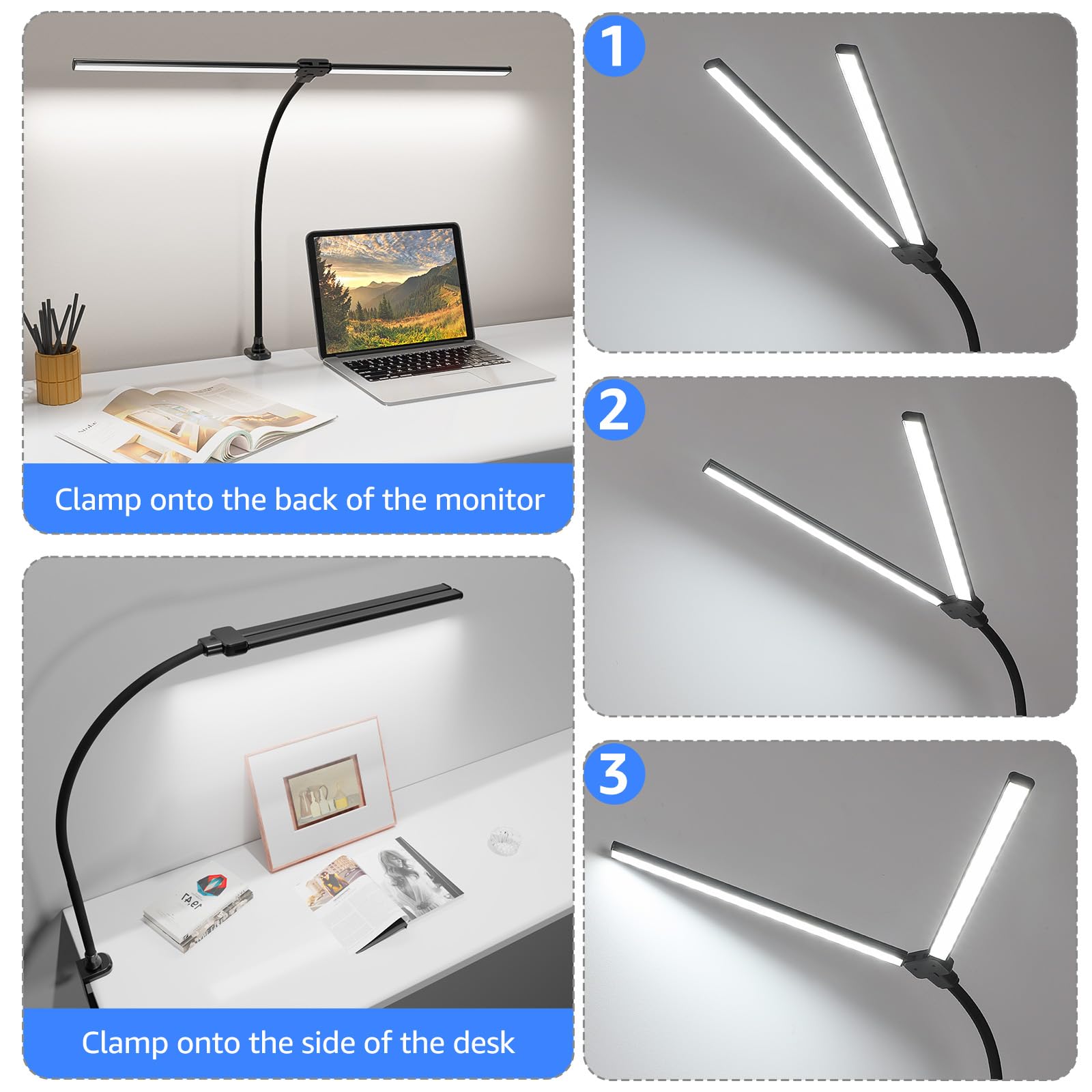 Double-Head Adjustable LED Desk Lamp