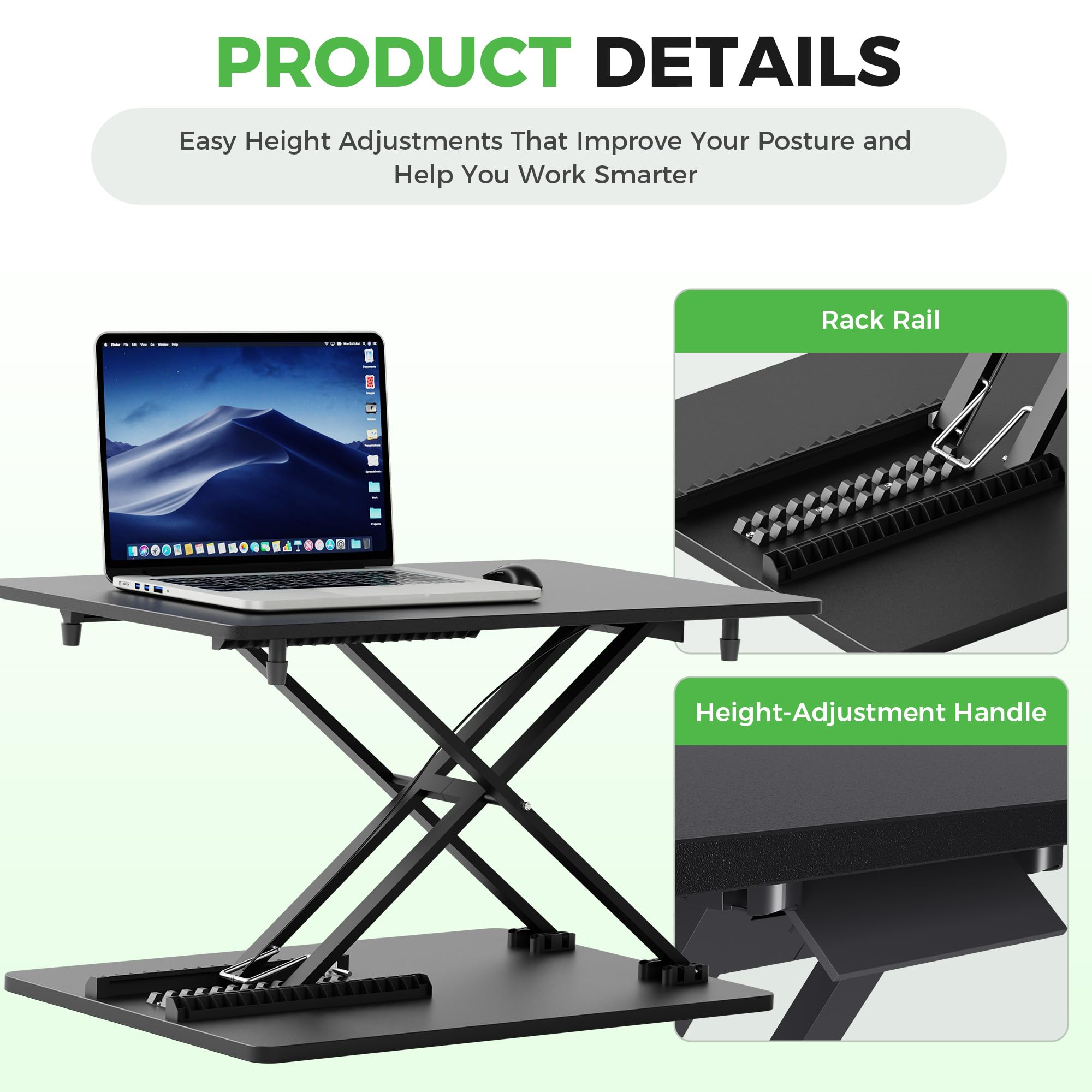 Spring-Assisted Standing Desk Converter