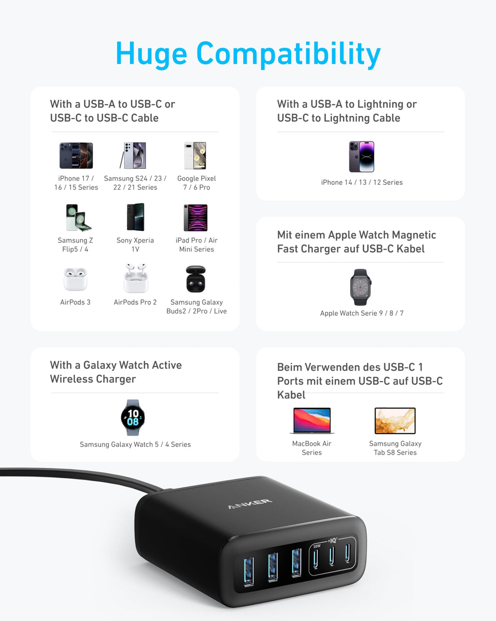 112W Six-Port Desktop USB Charger