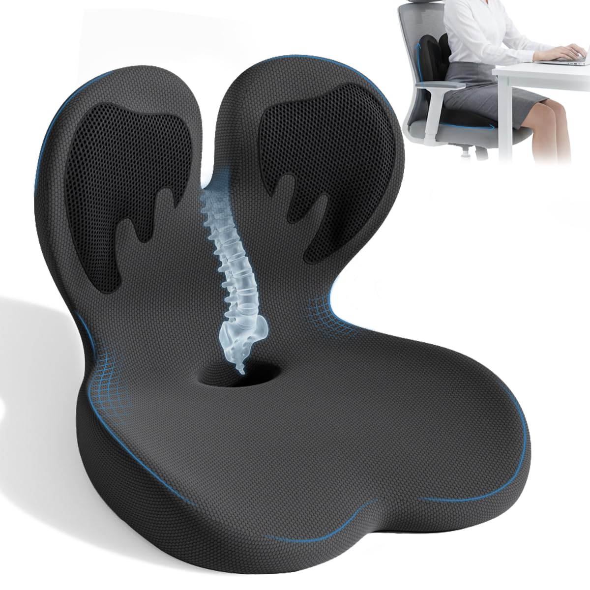 L-Shaped Seat Cushion with Lumbar Support