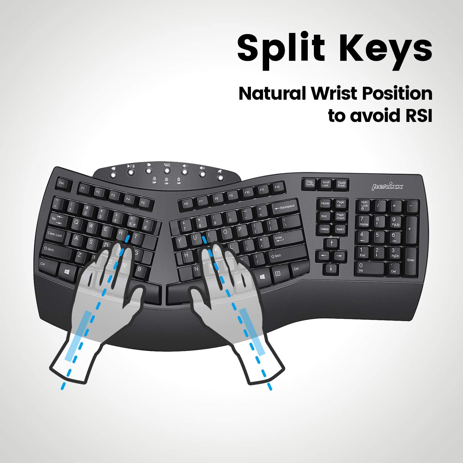 Wired Split Ergonomic Keyboard with Wrist Rest