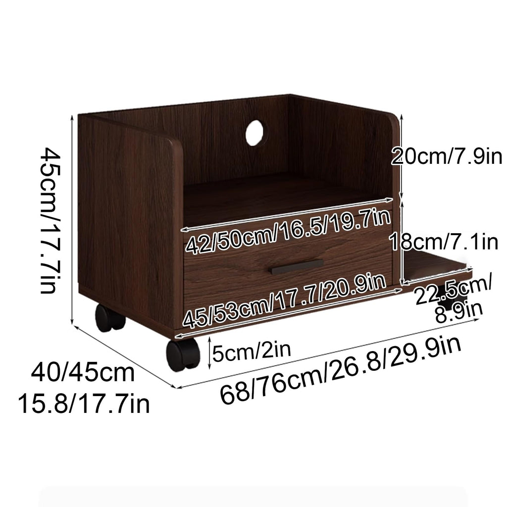 Mobile Wooden Printer Stand and File Cabinet