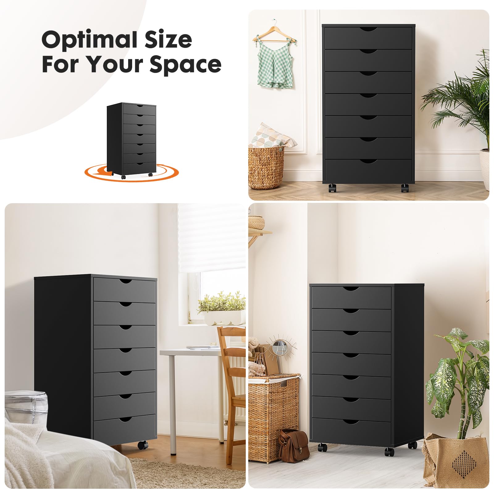 Mobile 7-Drawer File Cabinet and Printer Stand