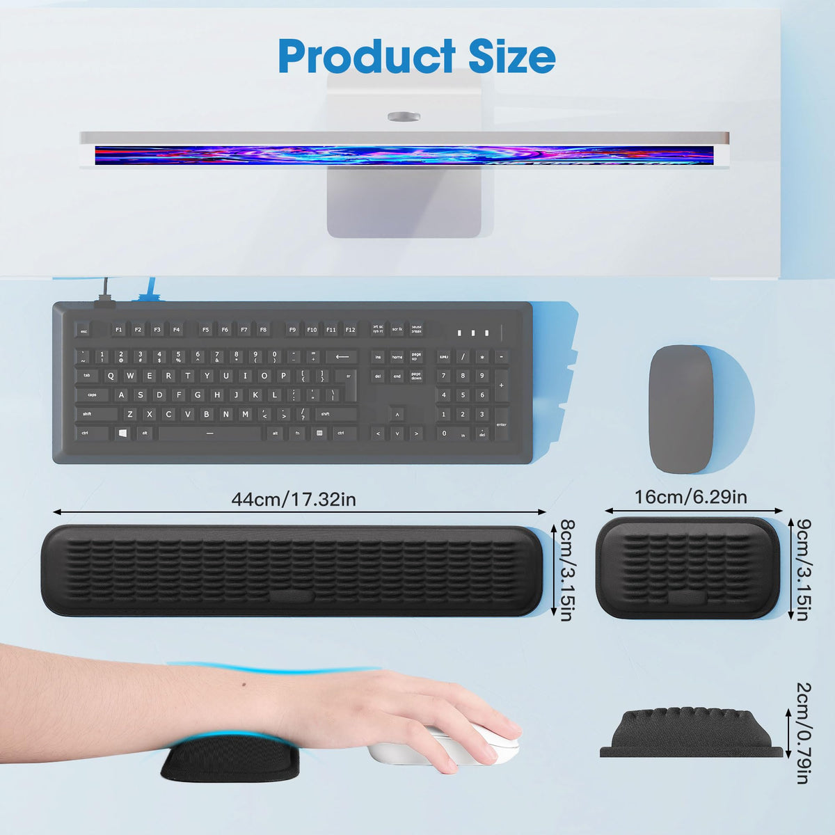 Memory Foam Keyboard and Mouse Wrist Rest Set