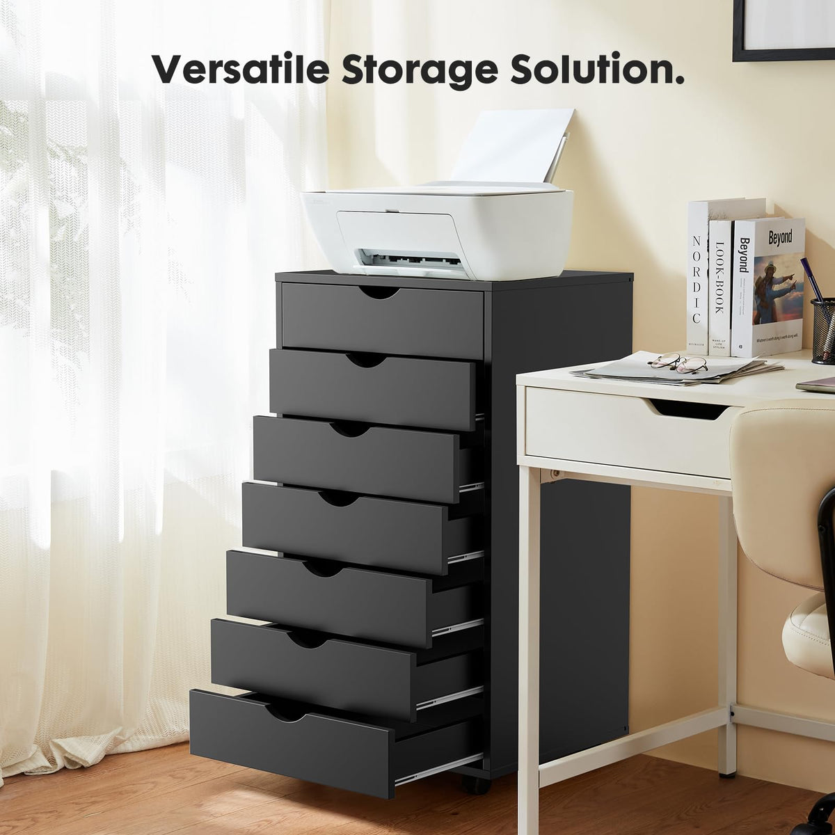 Mobile 7-Drawer File Cabinet and Printer Stand