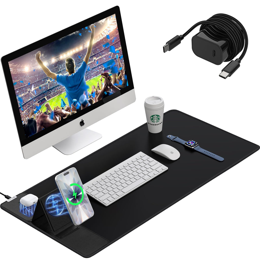 RGB Wireless Charging Desk Mat with Phone Stand