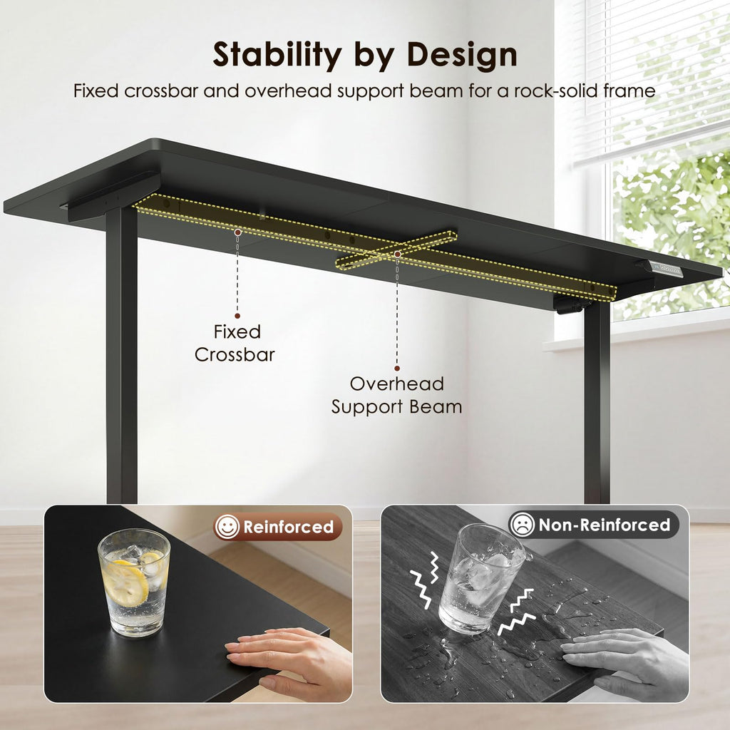 L-Shaped Electric Standing Desk with File Cabinet