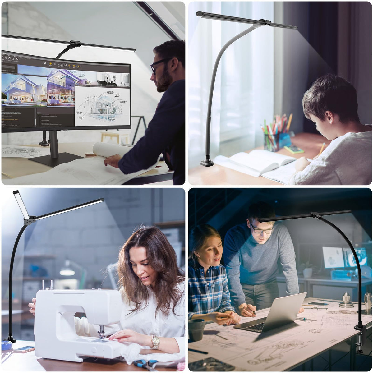 Double-Head Adjustable LED Desk Lamp