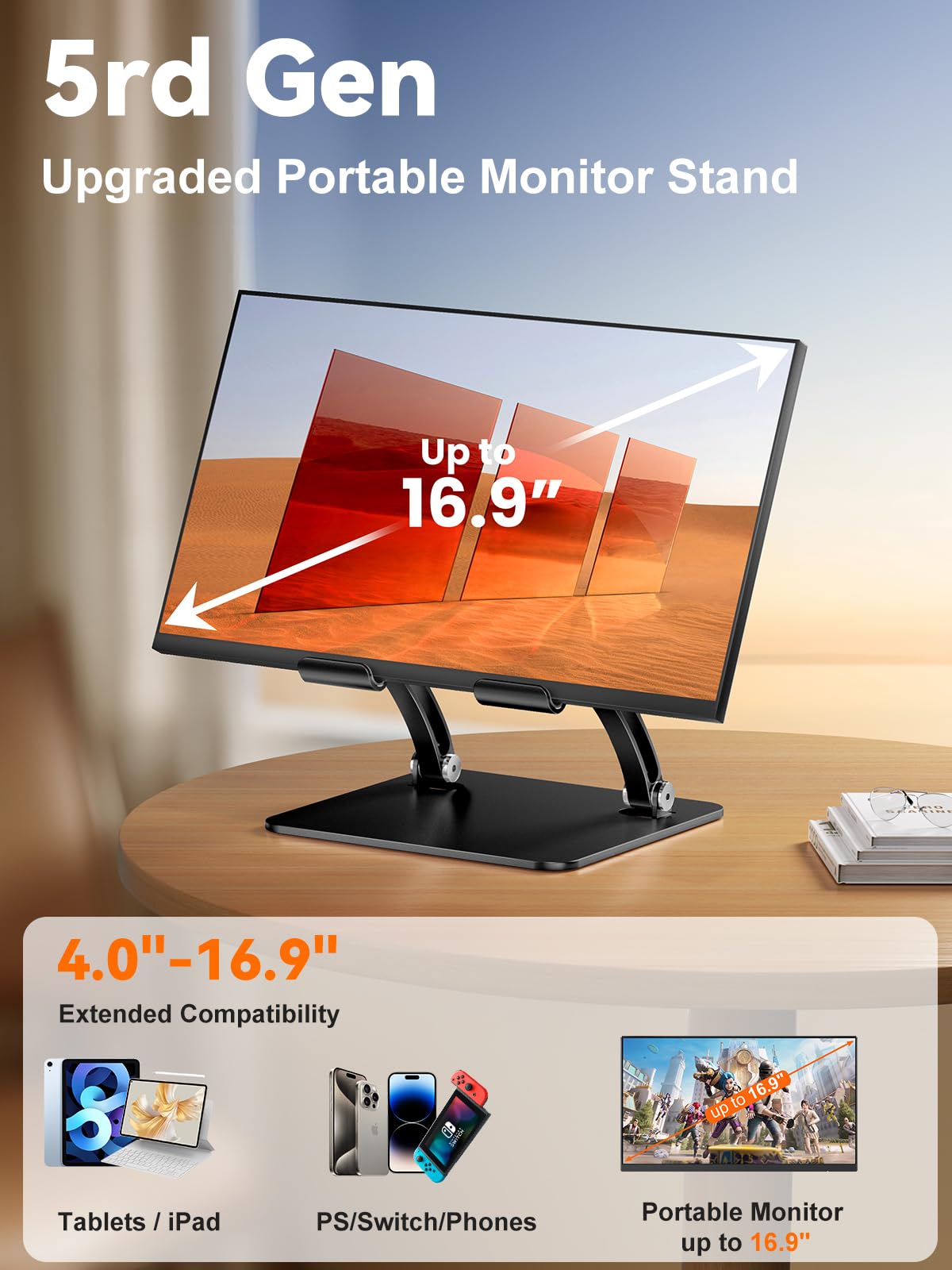 Dual-Rod Adjustable Tablet Stand