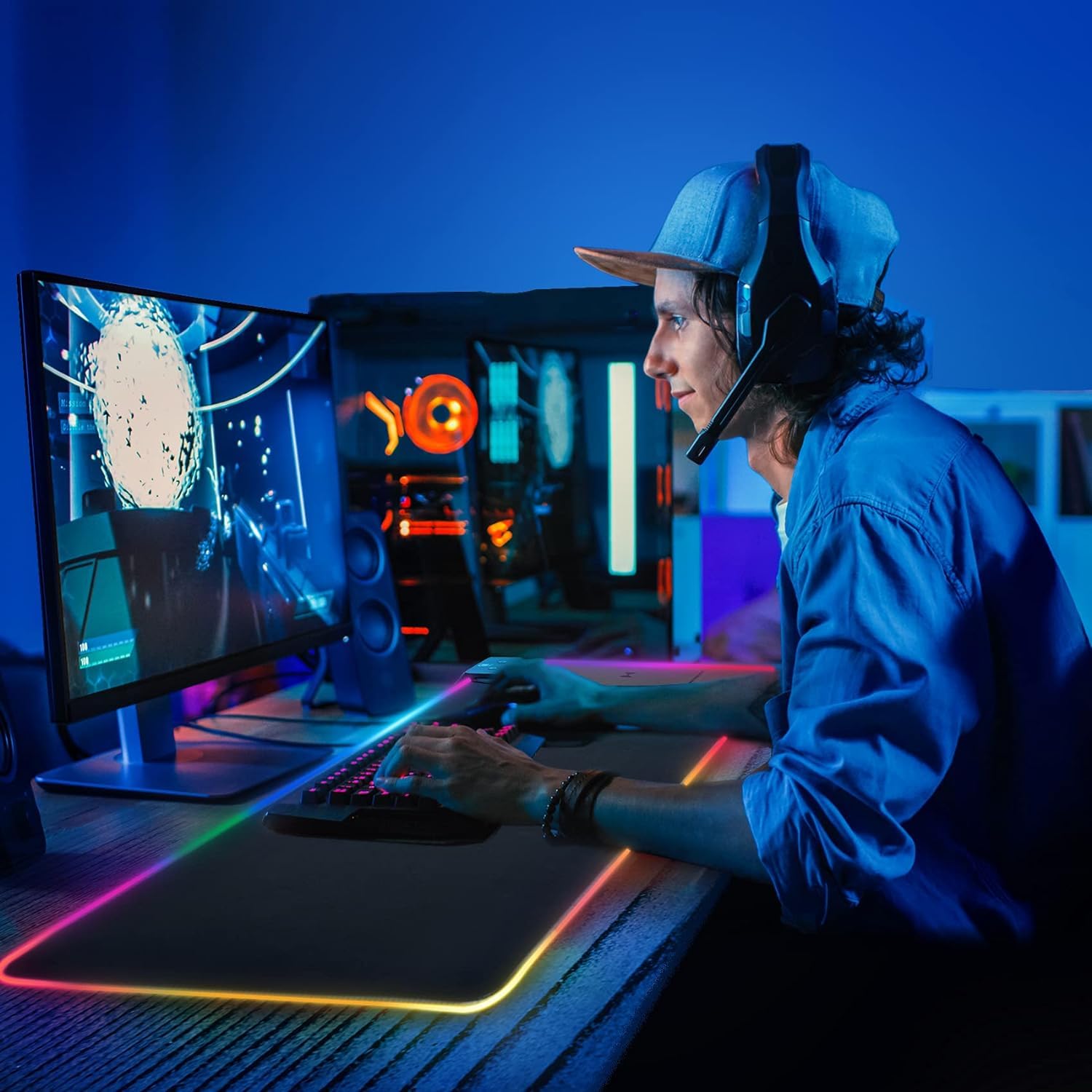 RGB Wireless Charging Extended Desk Mat