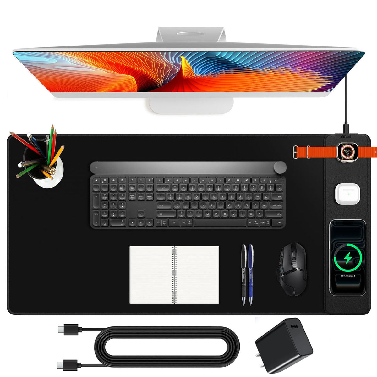 RGB Wireless Charging Desk Mat with Phone Stand
