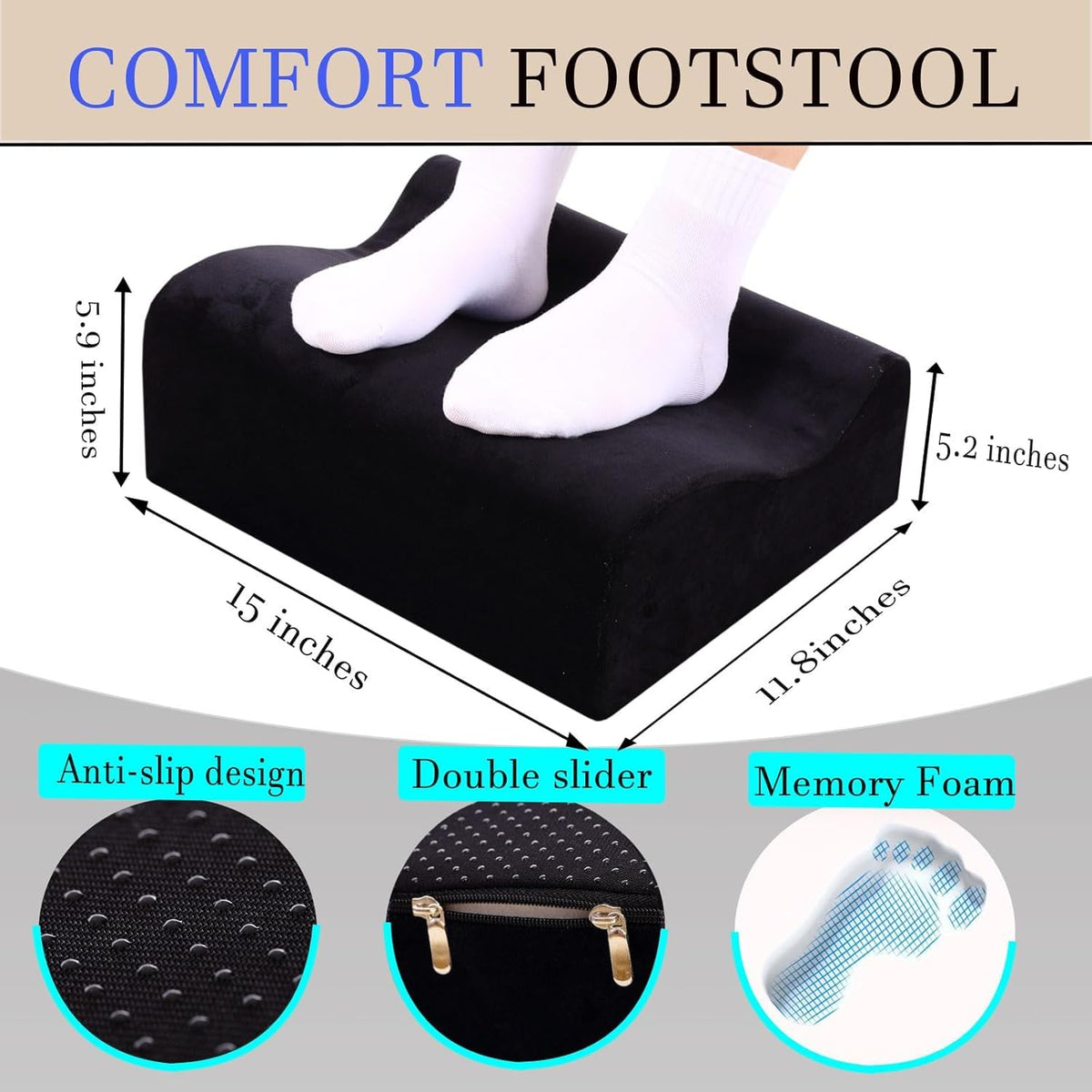Soft Ergonomic Under-Desk Footrest