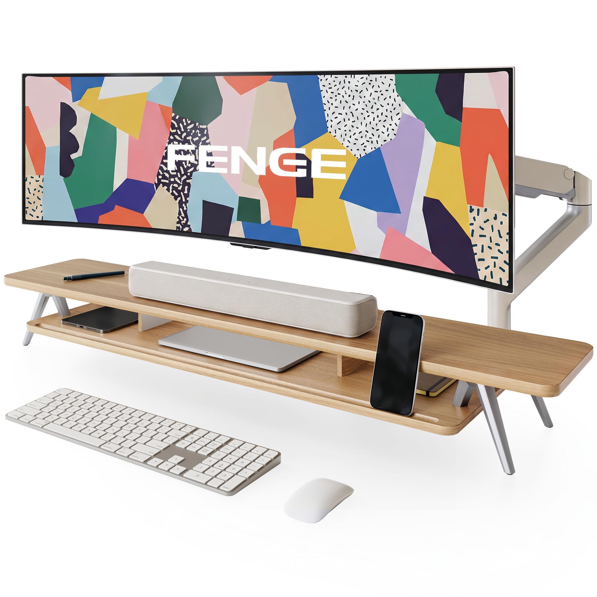 Two-Tier Wooden Monitor Riser