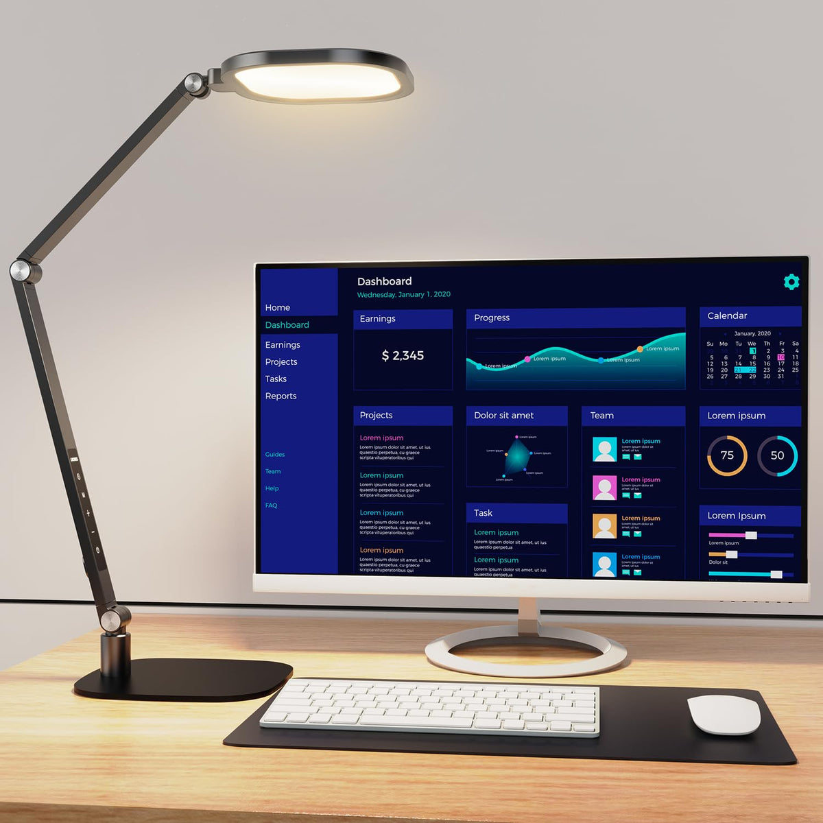 Edge-Lit Adjustable LED Desk Lamp