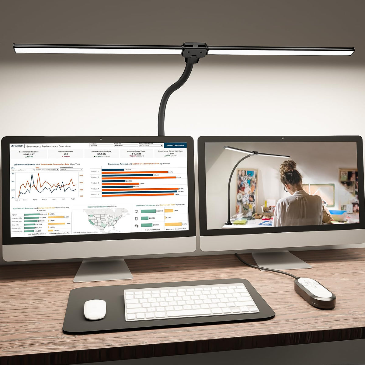 Double-Head Adjustable LED Desk Lamp