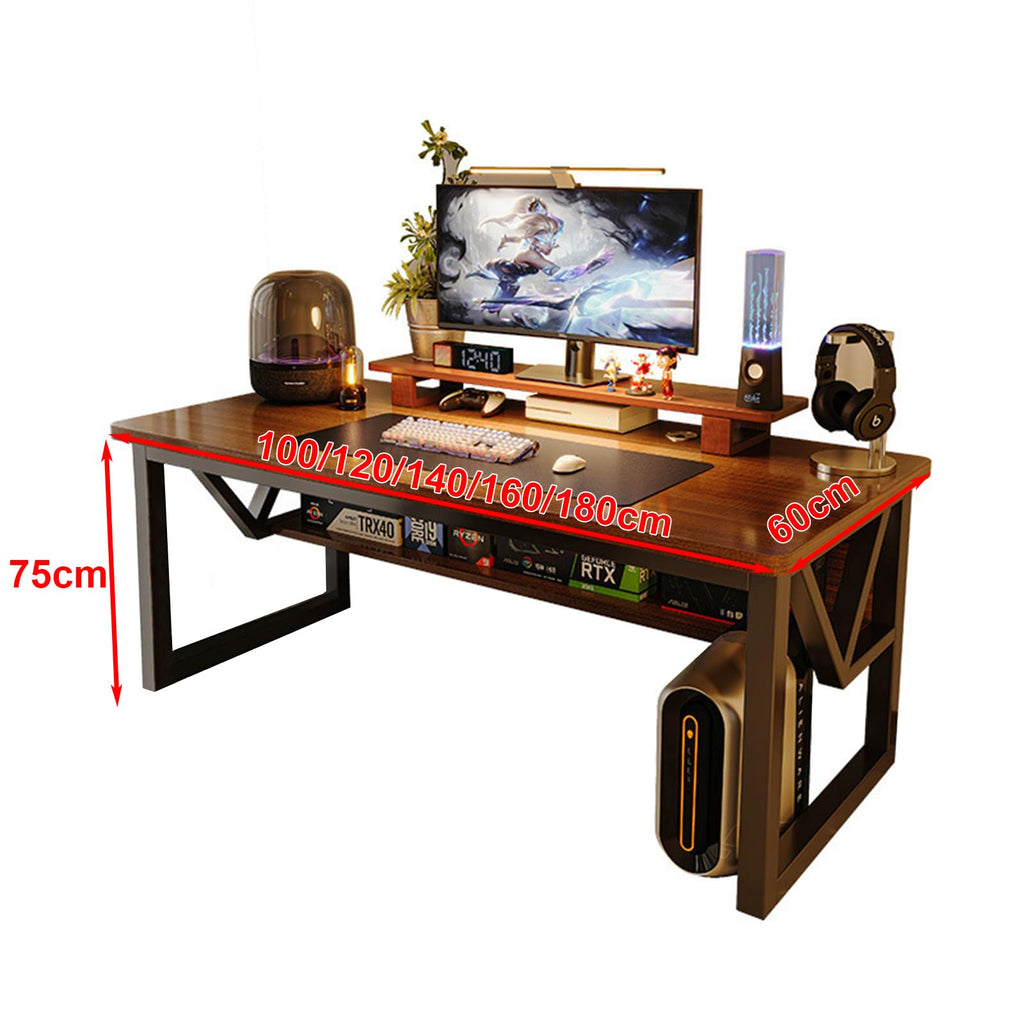 Wooden Office Desk with Storage Shelves