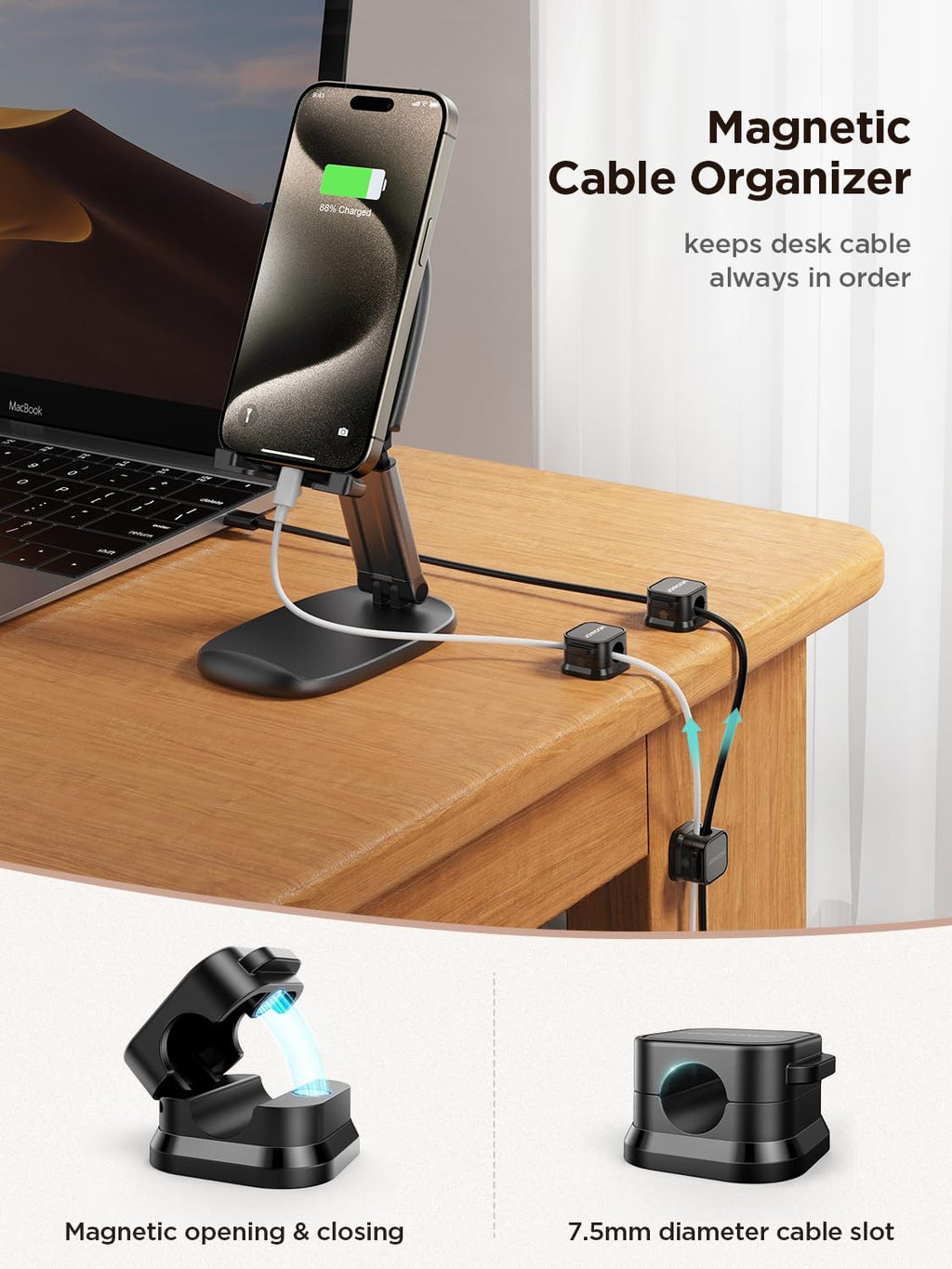 Magnetic Desktop Cord Holder