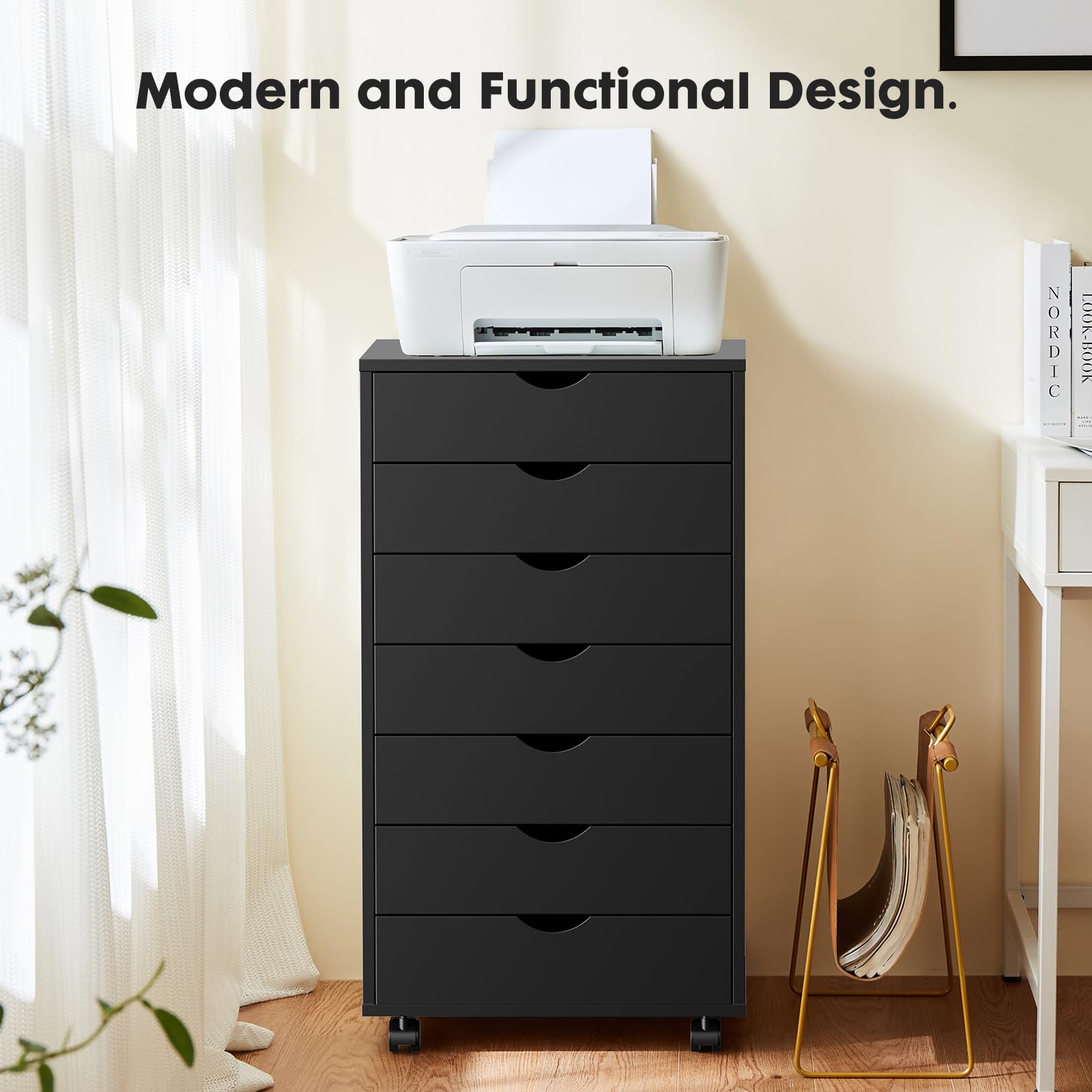 Mobile 7-Drawer File Cabinet and Printer Stand