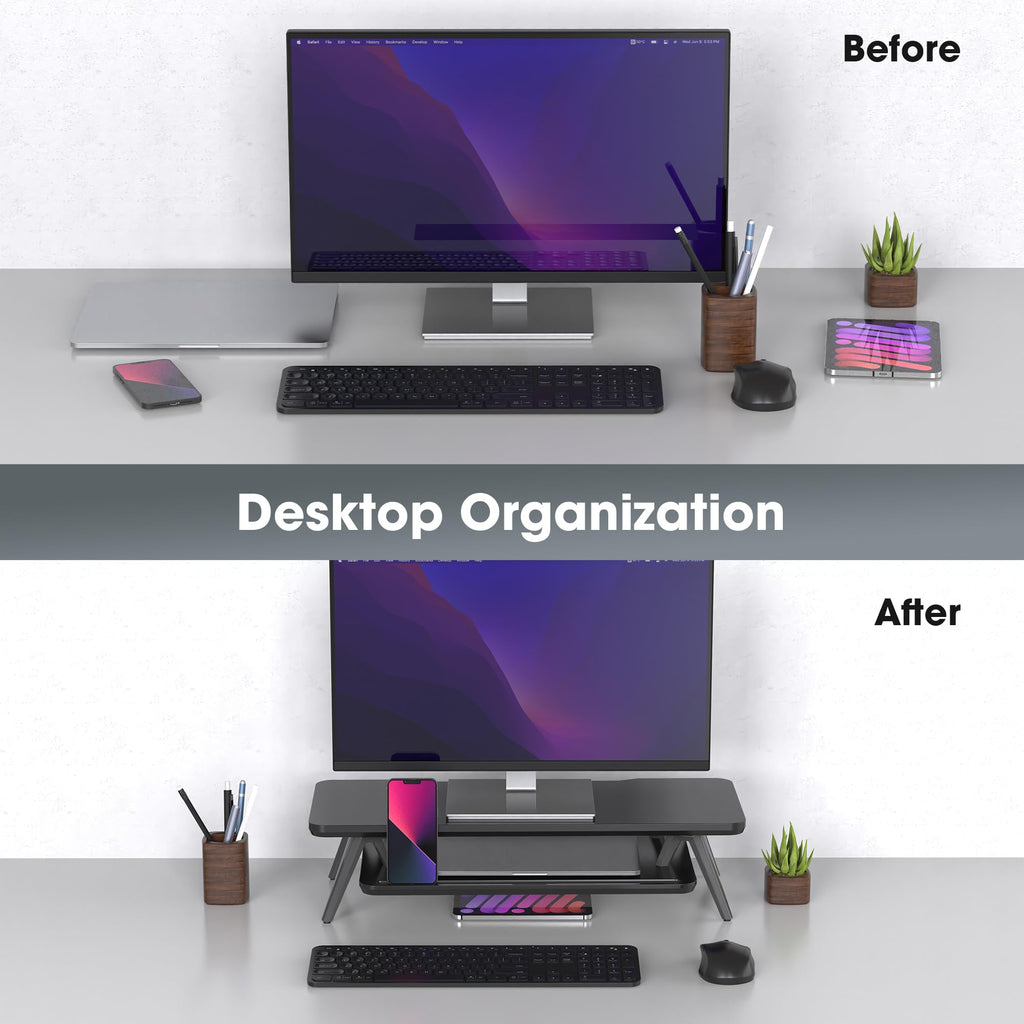 Two-Tier Wooden Monitor Riser