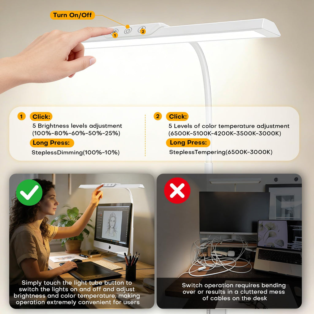 Clamp-On LED Desk Lamp