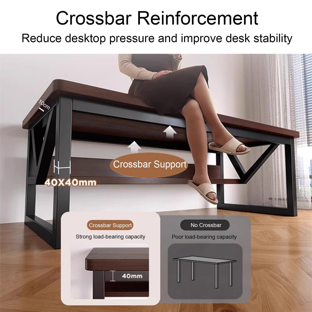 Wooden Office Desk with Storage Shelves