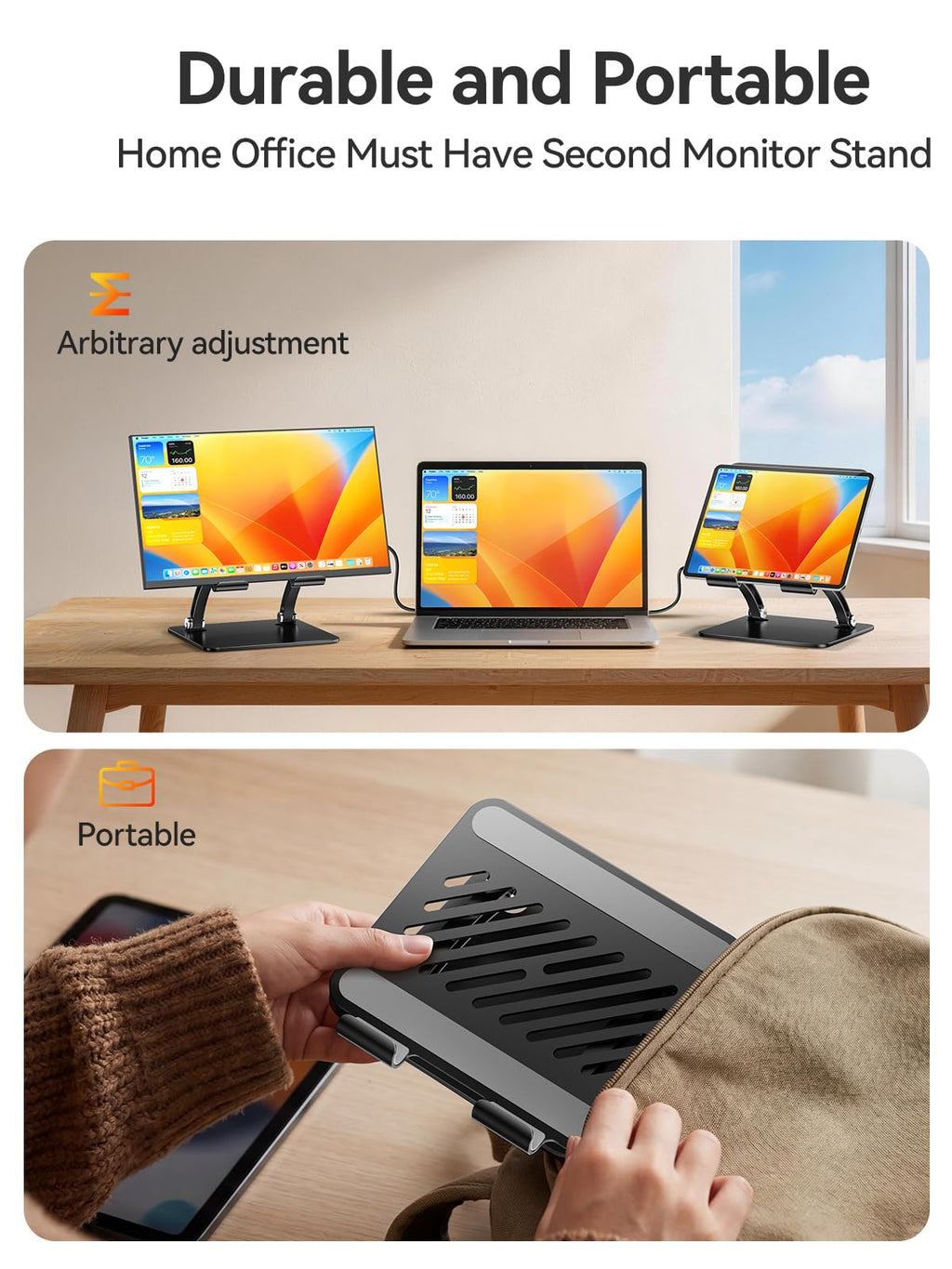 Dual-Rod Adjustable Tablet Stand