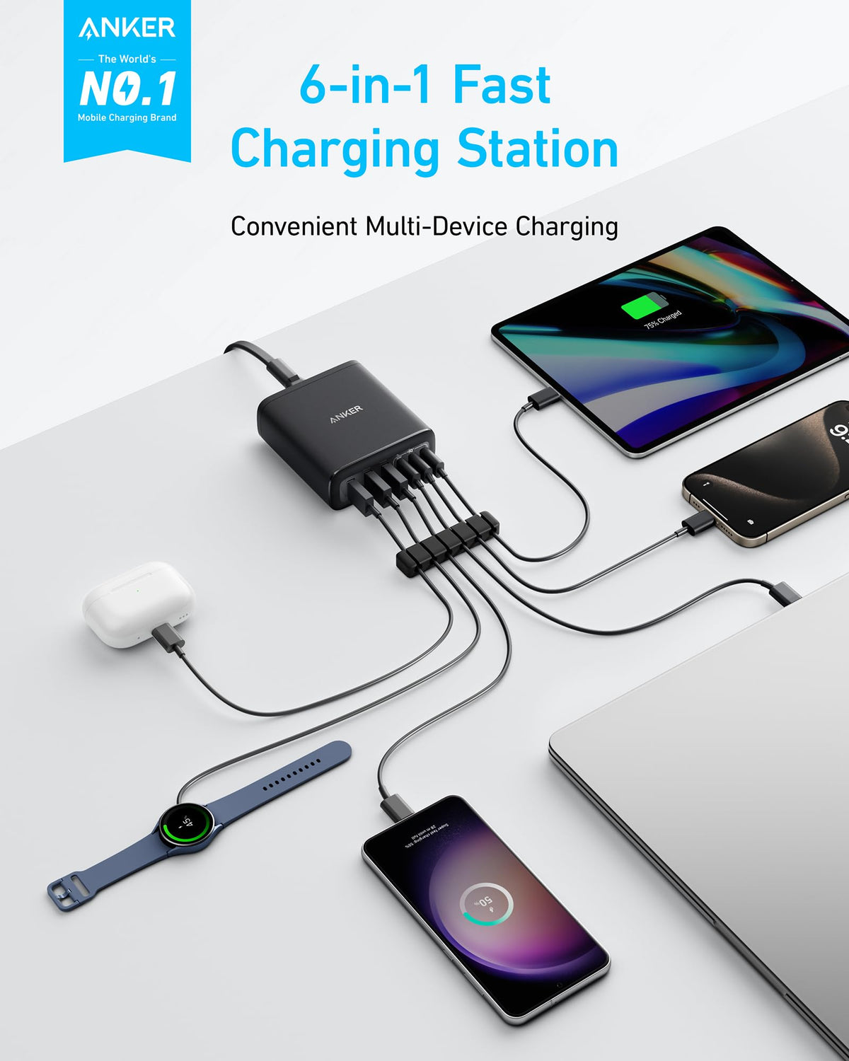 112W Six-Port Desktop USB Charger