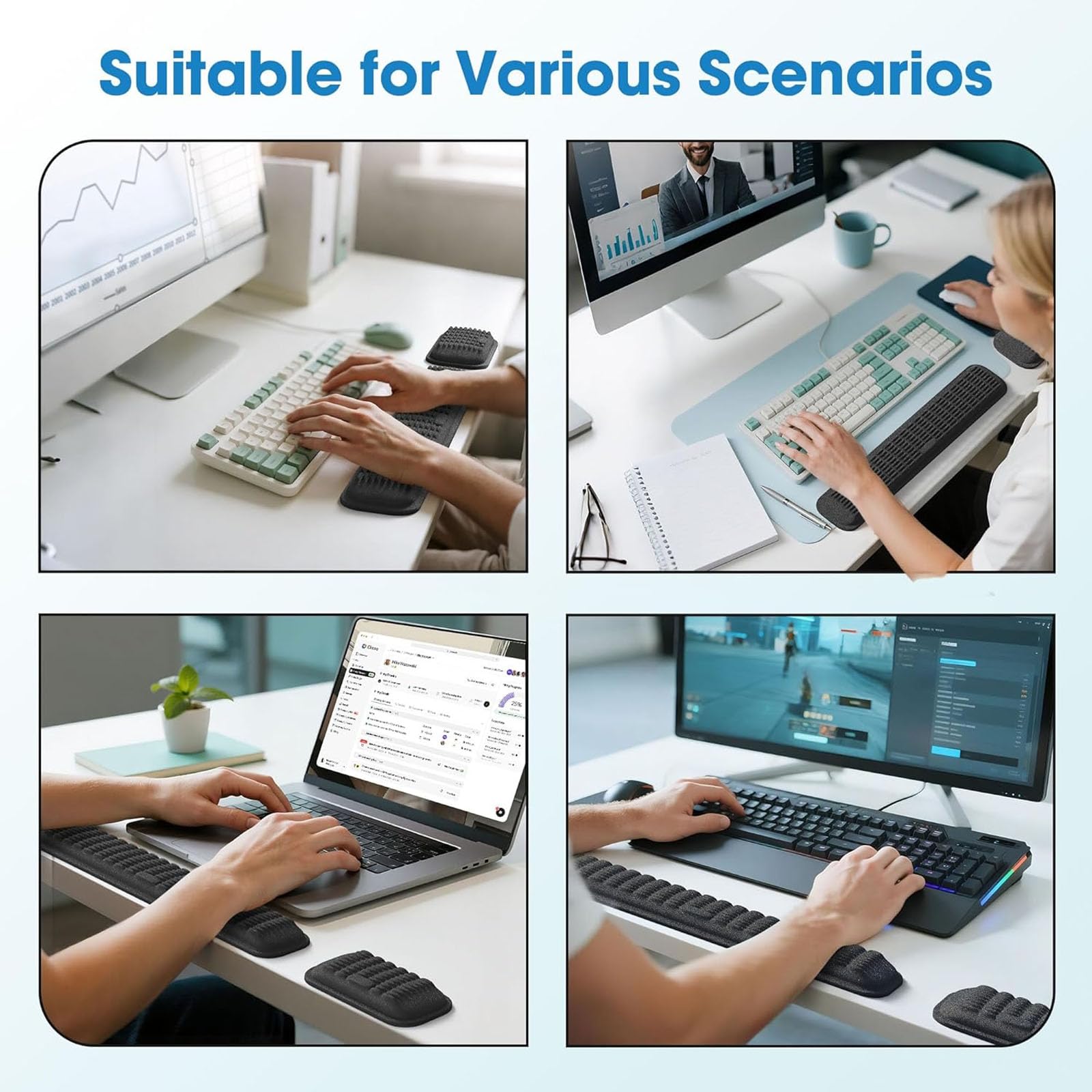 Memory Foam Keyboard and Mouse Wrist Rest Set