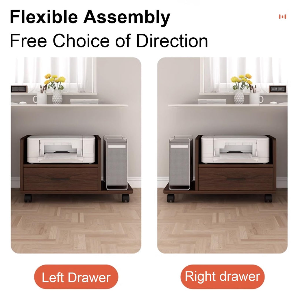 Mobile Wooden Printer Stand and File Cabinet