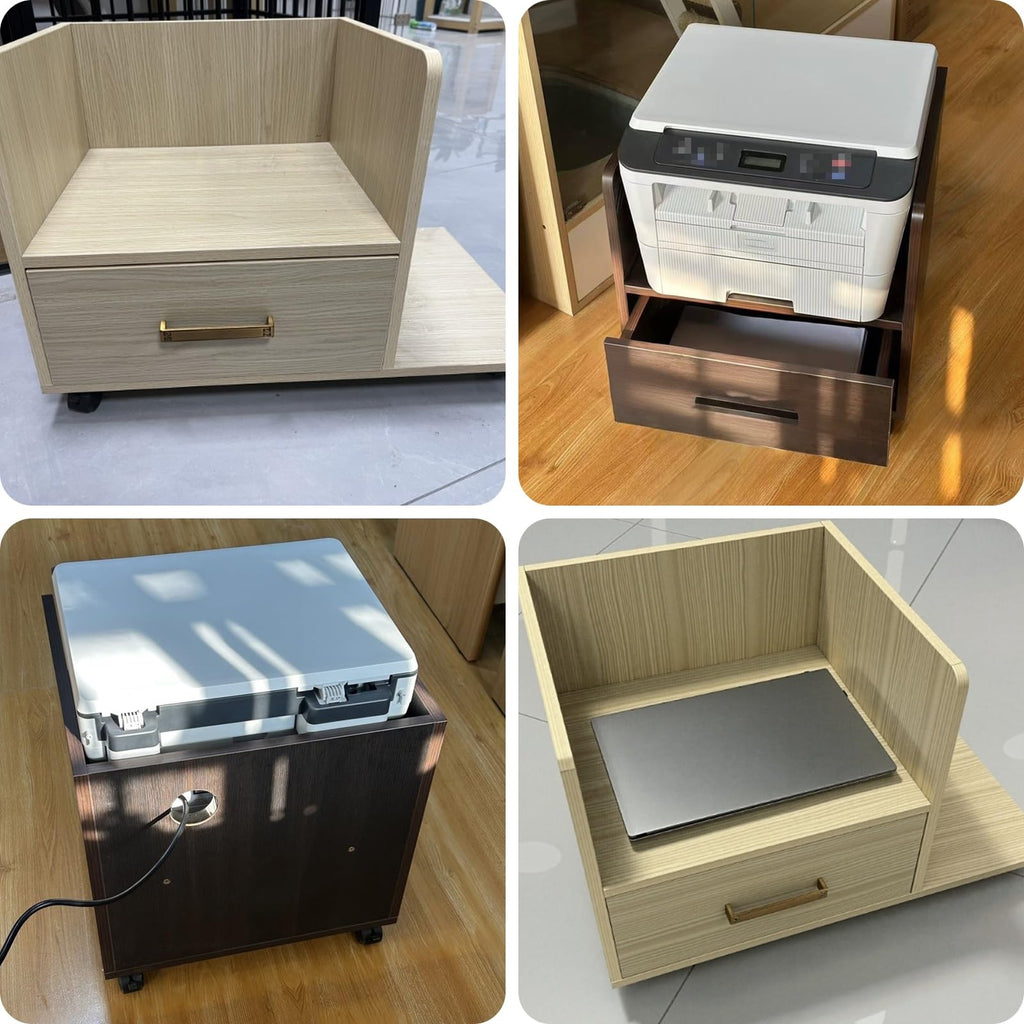 Mobile Wooden Printer Stand and File Cabinet
