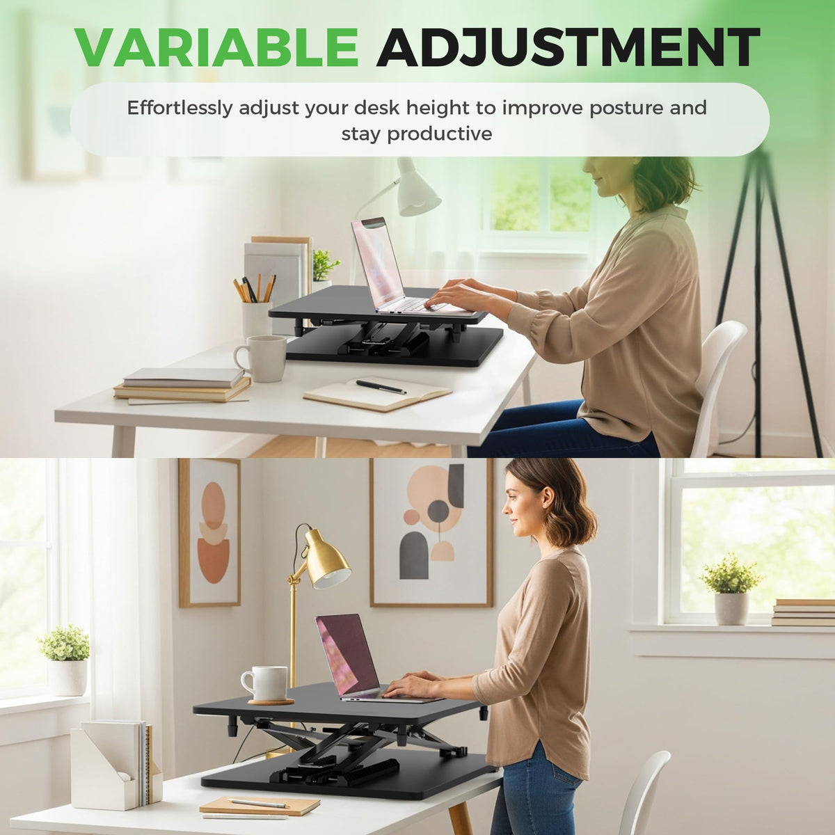Spring-Assisted Standing Desk Converter