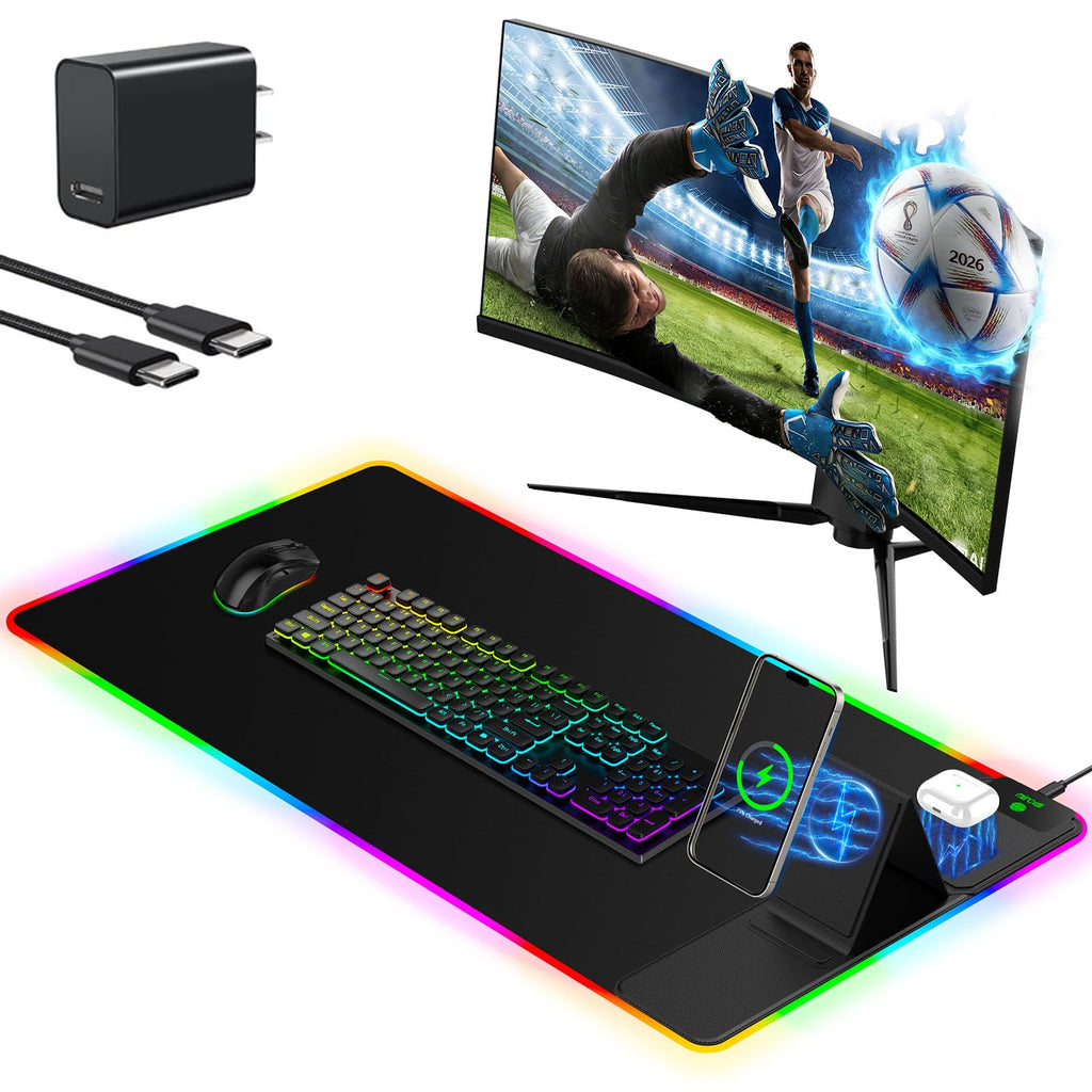 RGB Wireless Charging Desk Mat with Phone Stand