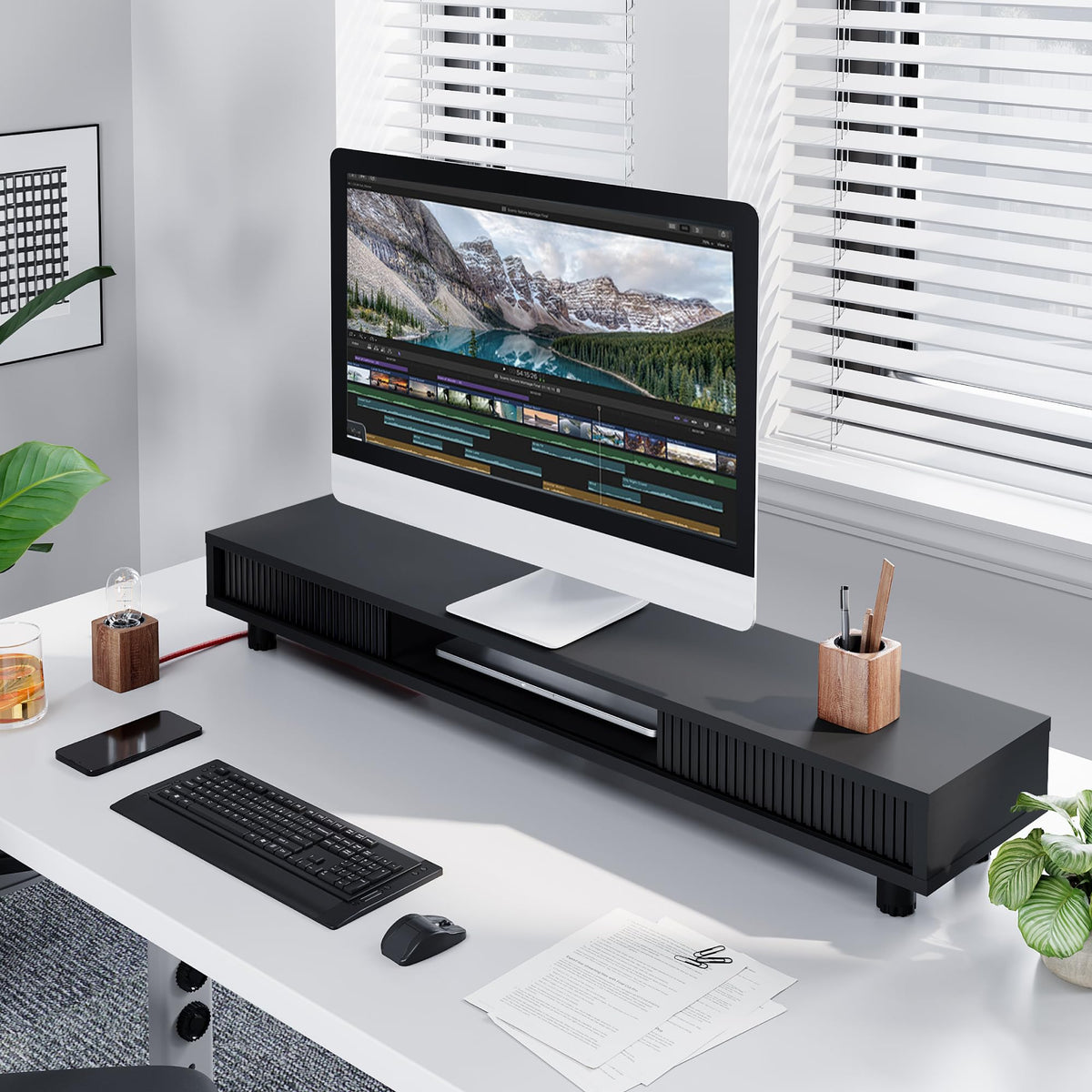 Dual-Monitor Stand with Storage