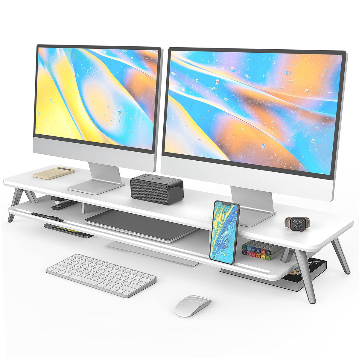 Two-Tier Wooden Monitor Riser