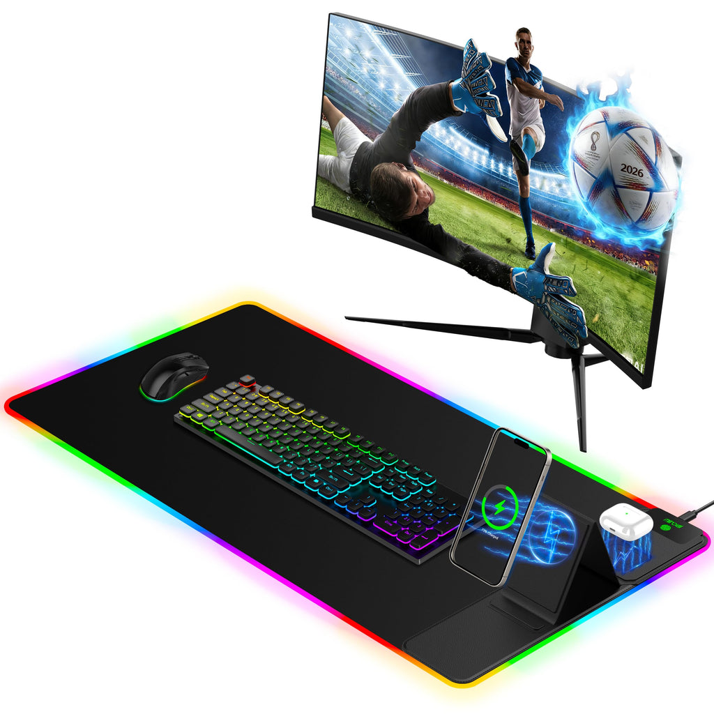RGB Wireless Charging Desk Mat with Phone Stand