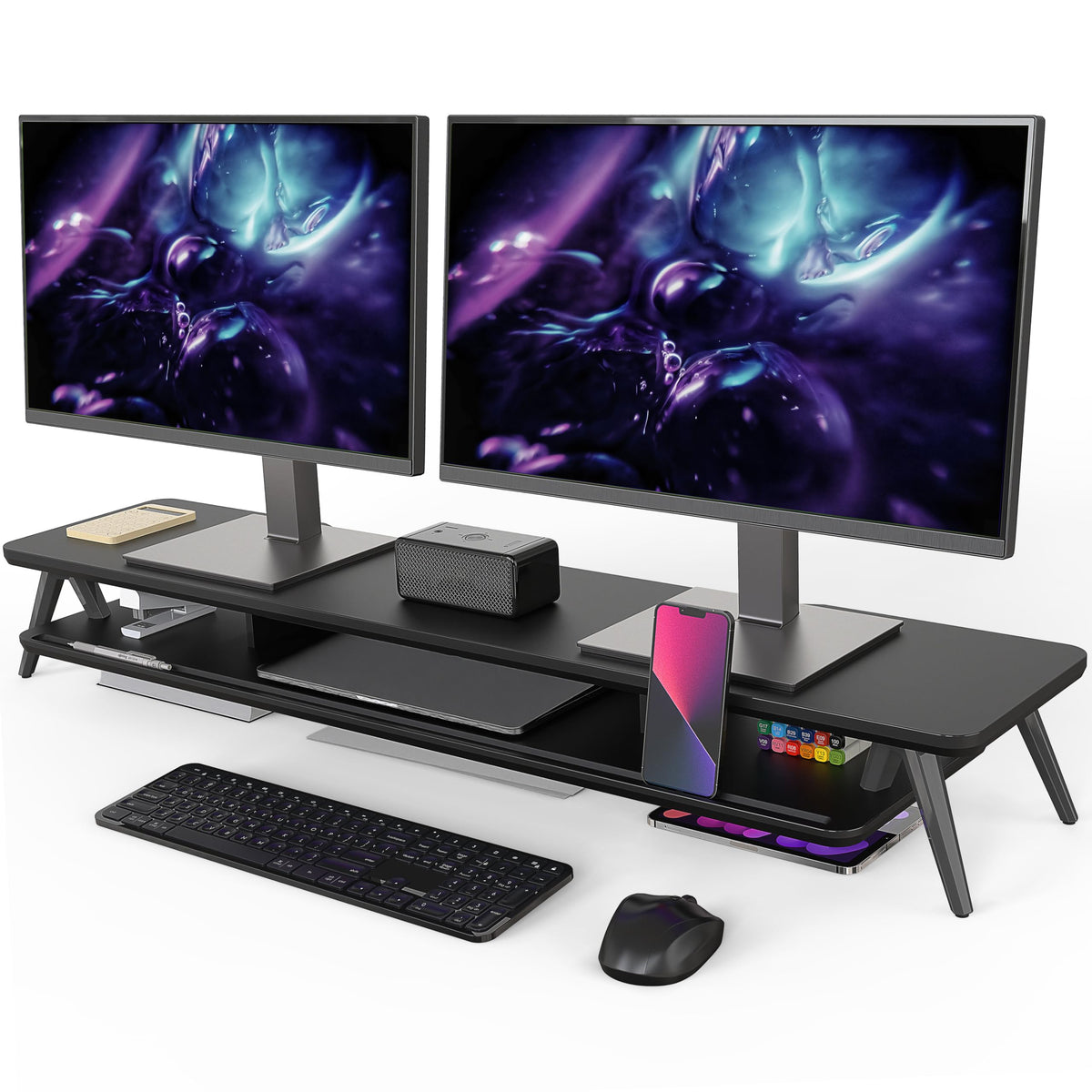 Two-Tier Wooden Monitor Riser