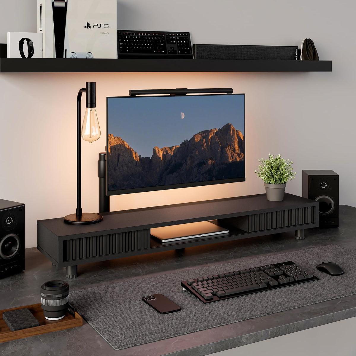 Dual-Monitor Stand with Storage