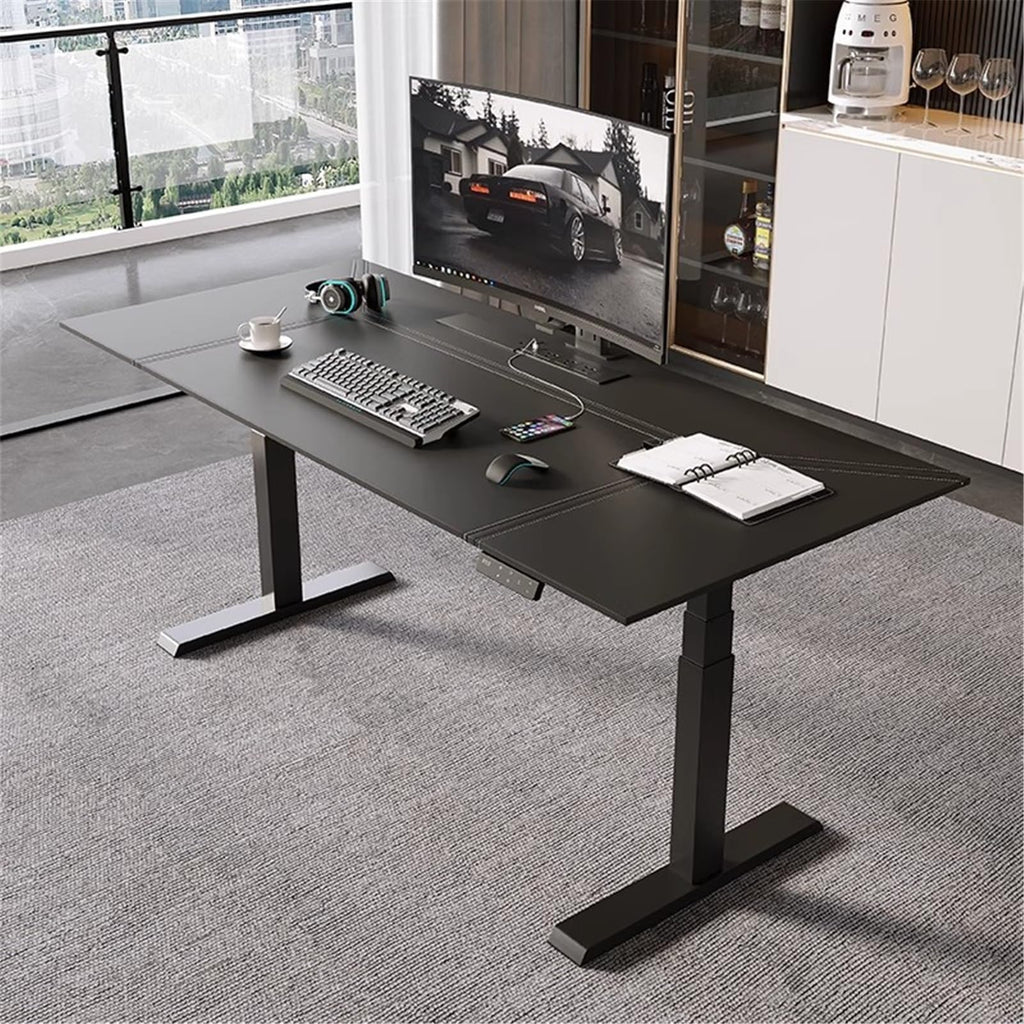 Electric Standing Desk with Leather Desktop